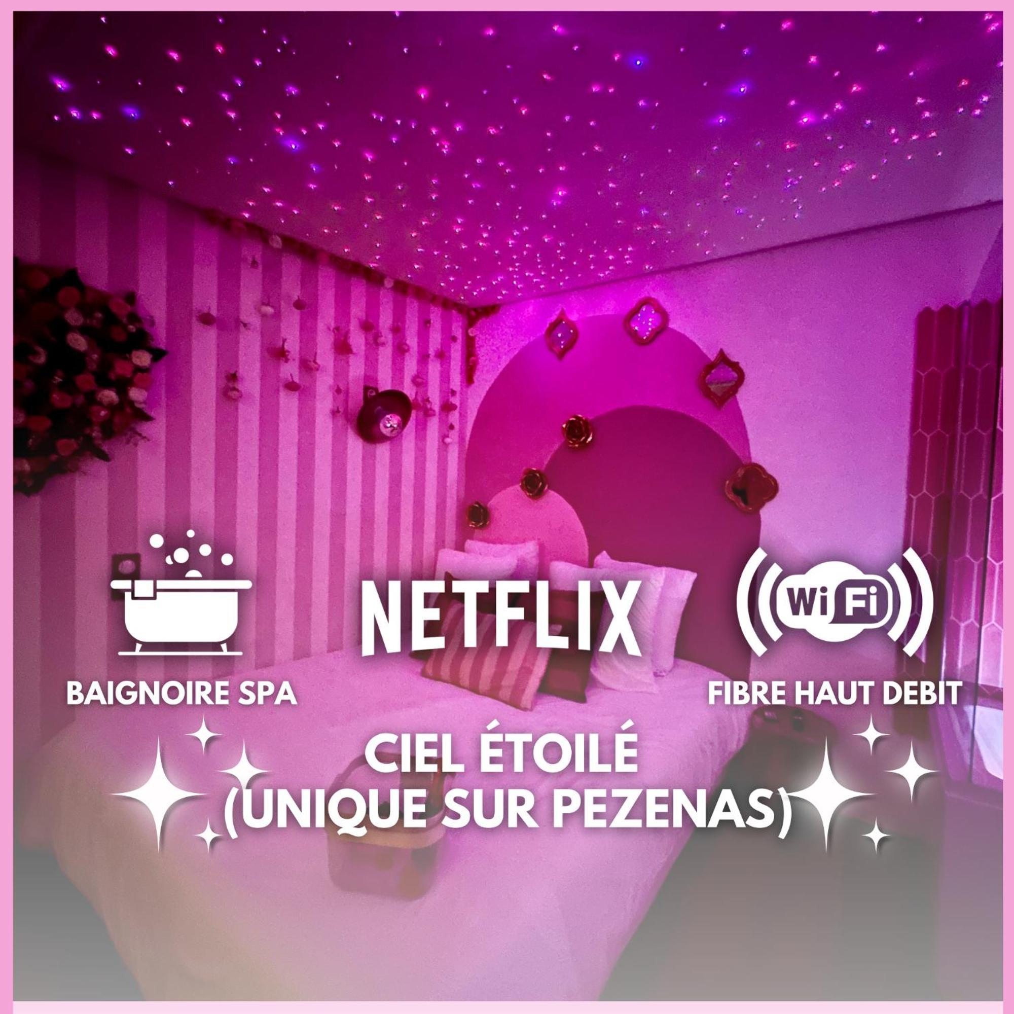Romantic Room - Balneo - Ciel Etoile - Free Wifi - Netflix - Hyper Centre Pézenas المظهر الخارجي الصورة